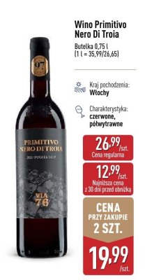 Wino Primitivo Nero Di Troia promocja w Aldi