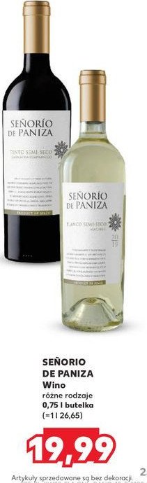 Wino SENORIO DE PANIZA TINTO SEMI-SECO promocja w Kaufland