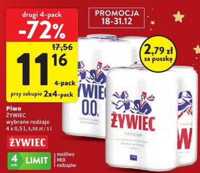 Piwo Żywiec wybrane rodzaje promocja w Intermarche