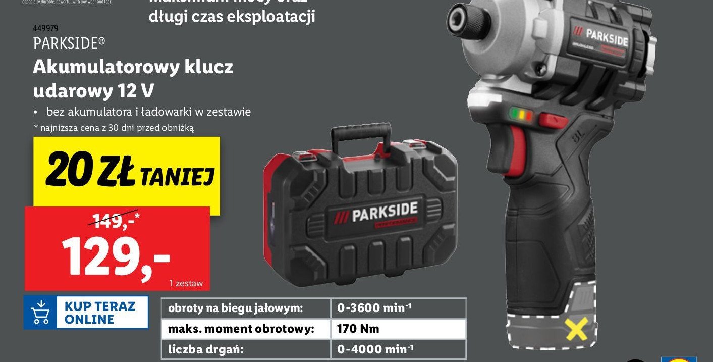 Klucz udarowy 12v Parkside promocja