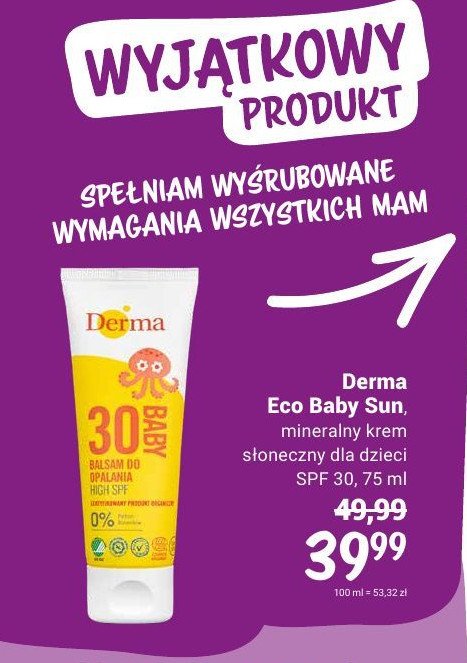 Balsam słoneczny spf 30 Derma eco baby promocja