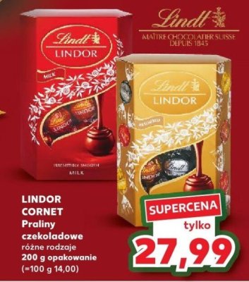 Praliny czekoladowe różne rodzaje Lindor Cornet promocja w Kaufland