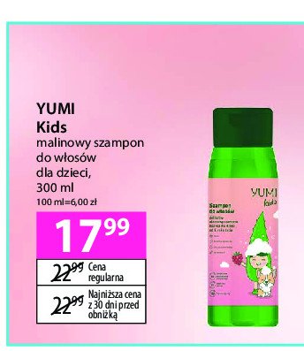 Szampon do włosów malinowy Yumi kids promocja w Hebe