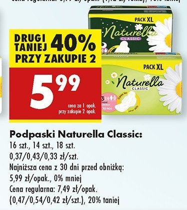 Podpaski night Naturella classic promocja
