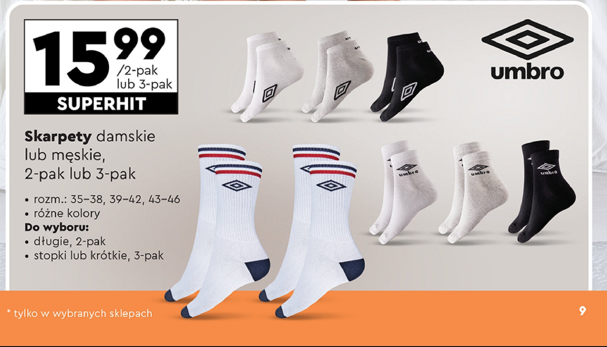 Skarpetki krótkie damskie 35-38 Umbro promocja