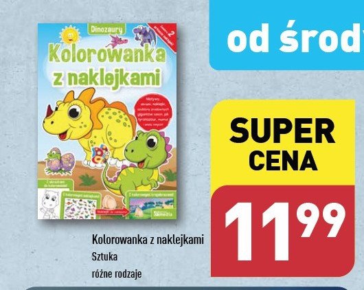 Dinozaury. kolorowanka z naklejkami promocja