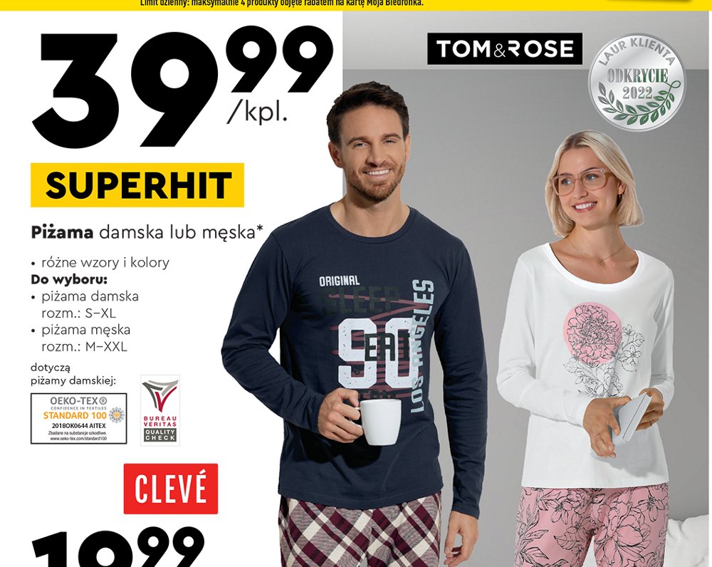 Piżama damska s-xl Tom & rose promocja