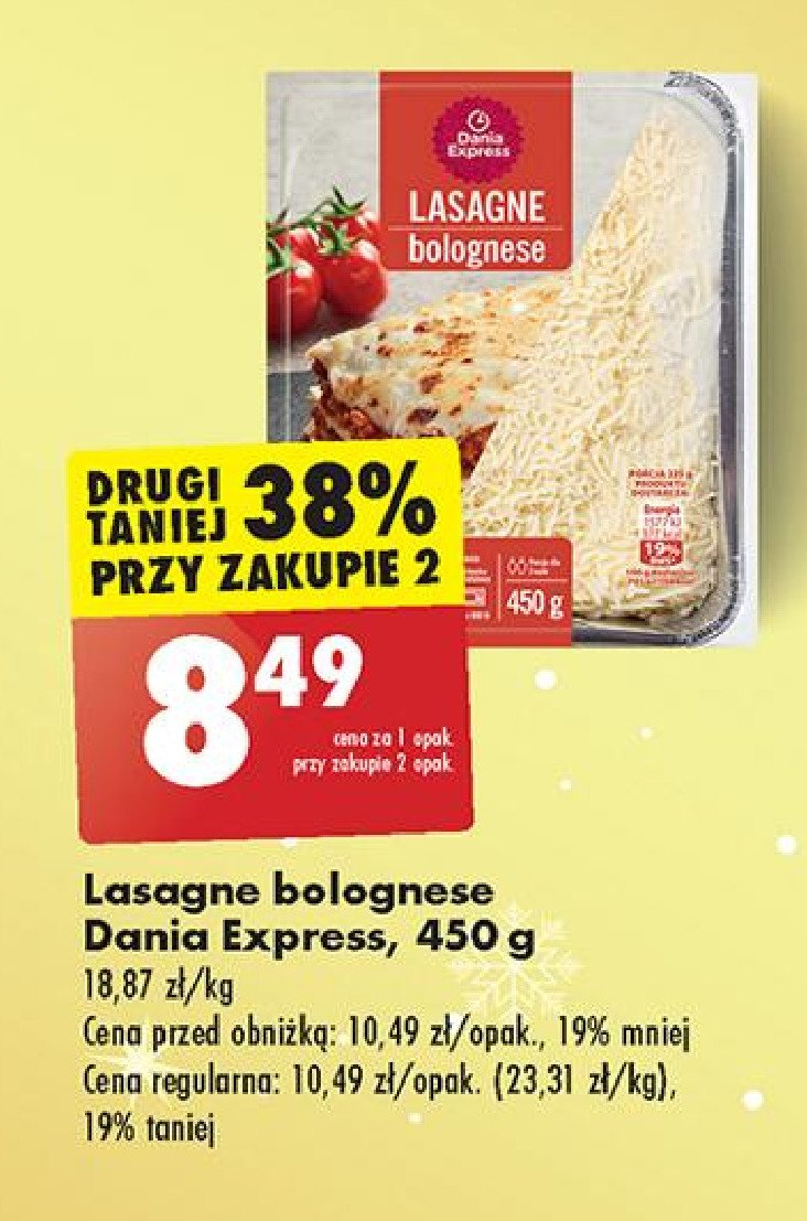 Lasagne bolognese Danie express promocja w Biedronka