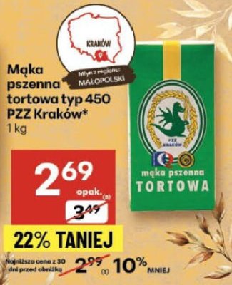 Mąka pszenna tortowa typ 450 PZZ Kraków promocja w Delikatesy Centrum