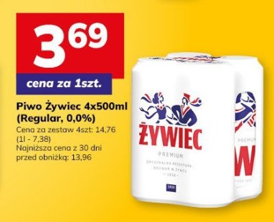 Piwo Żywiec 4x500ml (Regular, 0.0%) promocja w Hitpol
