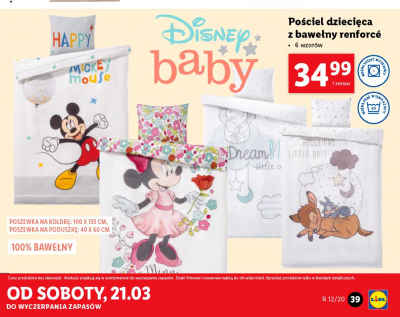 Po艣ciel bawe艂niana dzieci臋ca miki mouse 100 x 135 xm + 40 x 60 cm Lupilu pure collection promocja