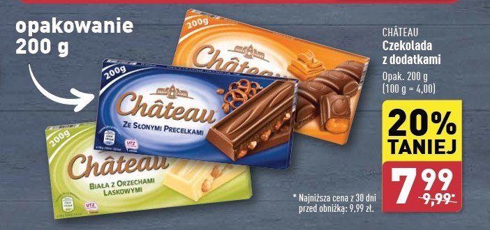 Czekolada biała z orzechami laskowymi Chateau Chateau (aldi) promocja