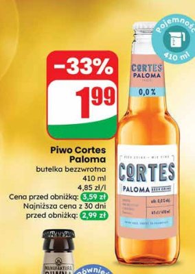 Piwo Cortes Paloma 0.0% promocja w Dino
