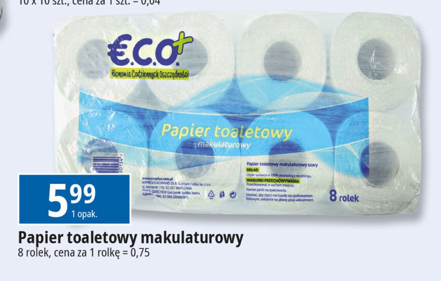 Papier toaletowy makulaturowy Eco+ promocja