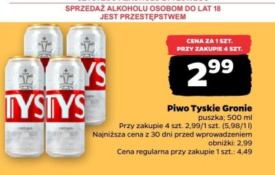 Piwo Tyskie Gronie promocja w Netto