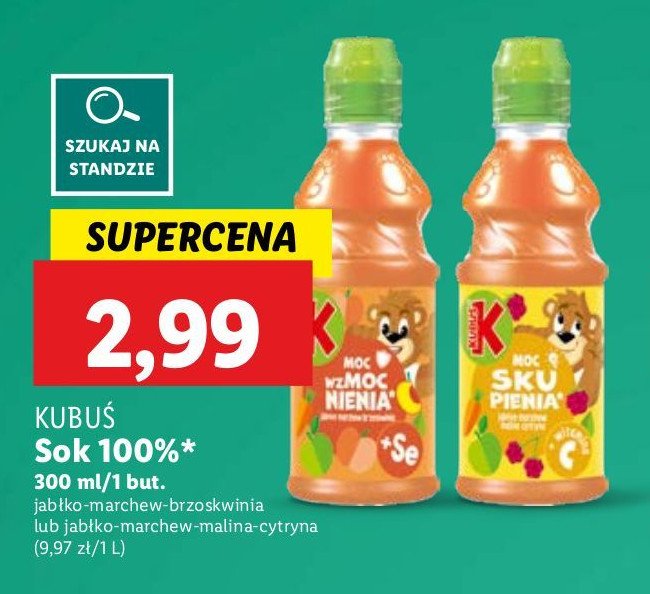 Sok marchew-malina-jabłko Kubuś go! promocja w Lidl