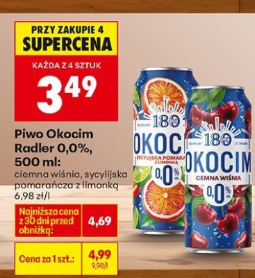 Piwo Radler 0,0%, 500 ml ciemna wiśnia promocja w Biedronka