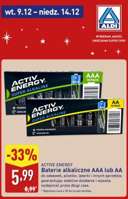 Baterie alkaliczne AAA lub AA Active Energy promocja w Aldi