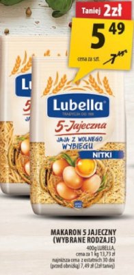 Makaron 5-jajeczny Lubella (wybrane rodzaje) promocja w Arhelan