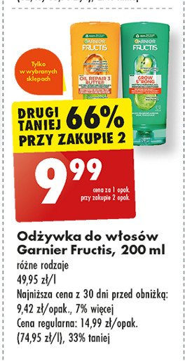 Odżywka wzmacniająca przeciw wypadaniu, do włosów osłabionych Garnier fructis grow strong promocja