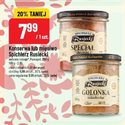 Konserwa lub mięsiwo Spichlerz Rusiecki, wybrane rodzaje Pamapol, 280 g promocja w POLOmarket