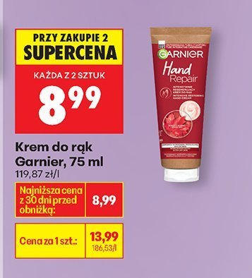 Krem do rąk Garnier Hand Repair, 75 ml promocja w Biedronka