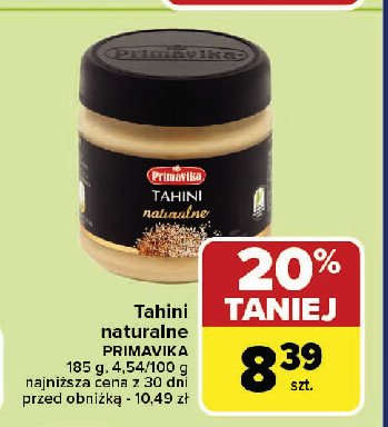 Tahini naturalne Primavika promocja w Carrefour