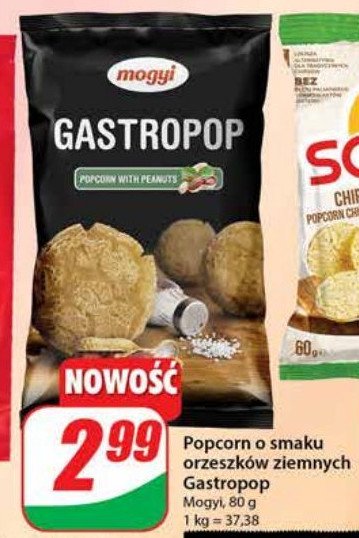 Popcorn o smaku orzeszków ziemnych Mogyi gastropop promocja