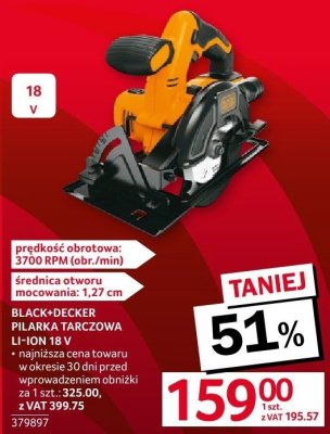 Piła tarczowa BLACK+DECKER DN 400 OSZCZOWA ELCHON 18 V promocja w Selgros
