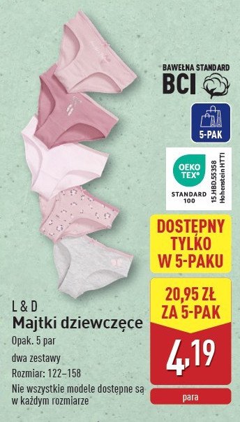 Majtki dziewczęce 122-158 Lily & dan promocja w Aldi