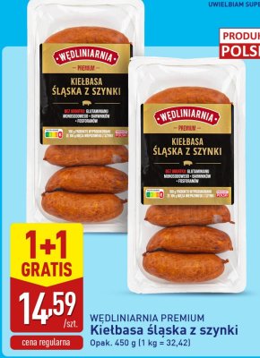 Kiełbasa śląska z szynki 1+1 gratis promocja w Aldi
