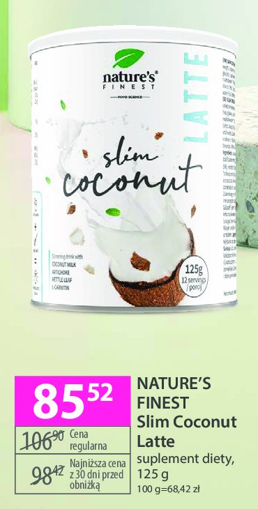 Suplement diety slim coconut latte Nature's finest promocja