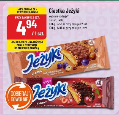 Ciastka Jeżyki wybrane rodzaje promocja w POLOmarket