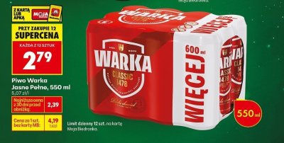 Piwo Warka Jasne Pełne promocja w Biedronka