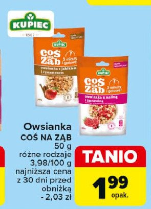 Owsianka jabłkowo-cynamonowa Kupiec coś na ząb promocja