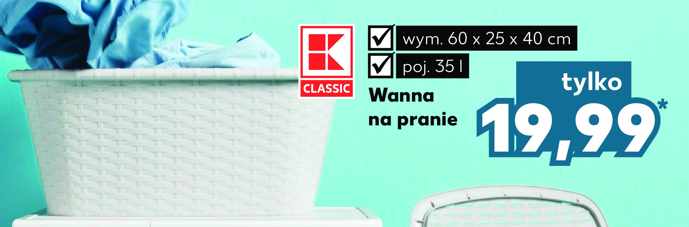 Wanna na pranie 60 x 40 x 25 cm K-classic promocje