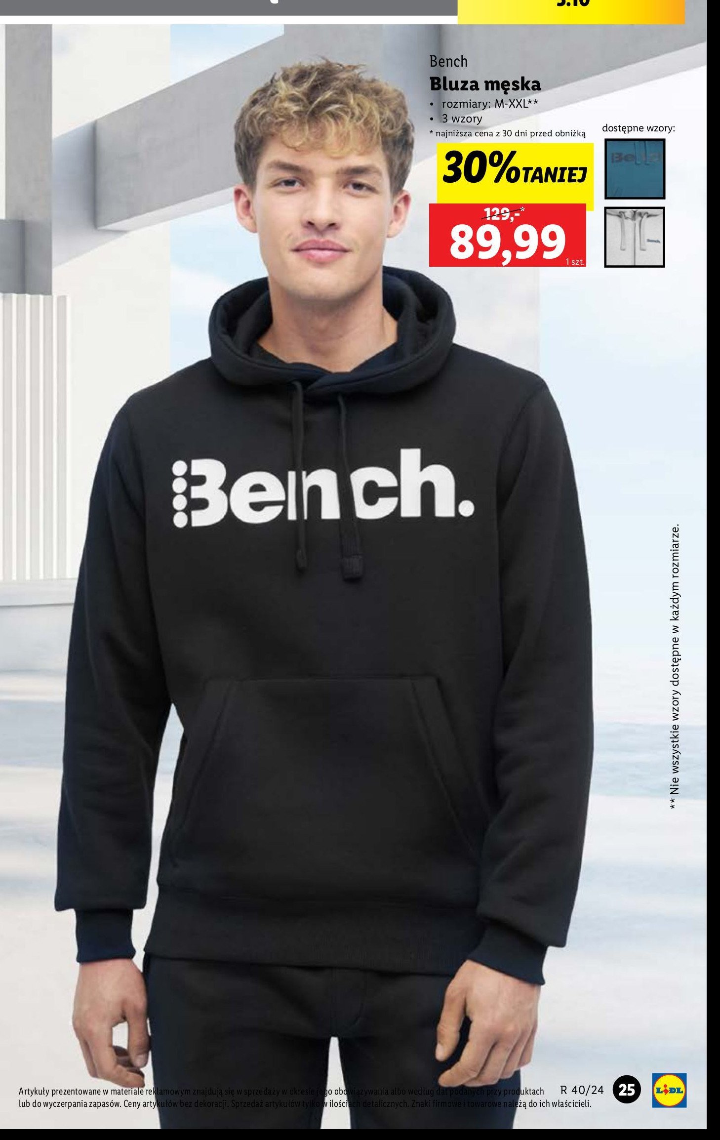 Bluza męska z kapturem m-2xl Bench promocja w Lidl