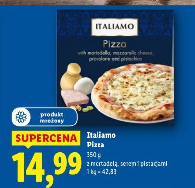 Pizza Italiamo z mortadelą, serem i pistacjami promocja w Lidl