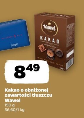 Kakao o obniżonej zawartości tłuszczu Wawel promocja w Netto