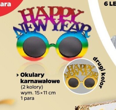 Okulary karnawałowe 15x11 cm, 2 kolory promocja w Netto