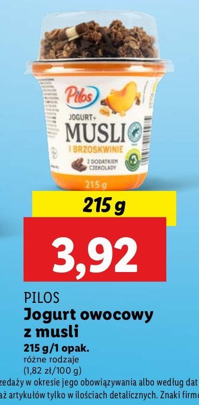 Jogurt musli i brzoskwinie Pilos promocja