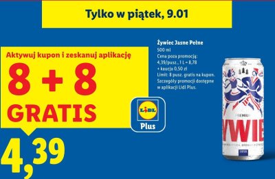 Piwo Żywiec Jasne Pełne promocja w Lidl