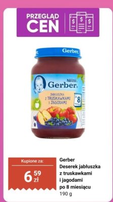 Deserek jabłuszka z truskawkami i jagodami po 8 miesiącu Gerber promocja w Biedronka