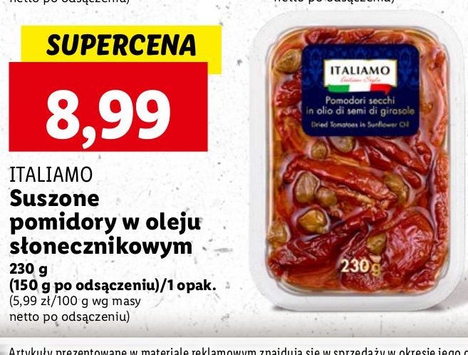 Pomidory suszone Italiamo promocja w Lidl