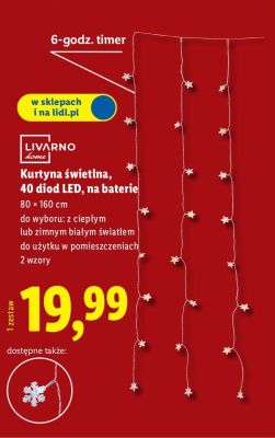 Kurtyna świetlna 40 diod LED, na baterie promocja w Lidl