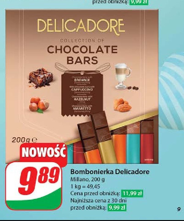 Bombonierka chocolate bars Delicadore promocja w Dino