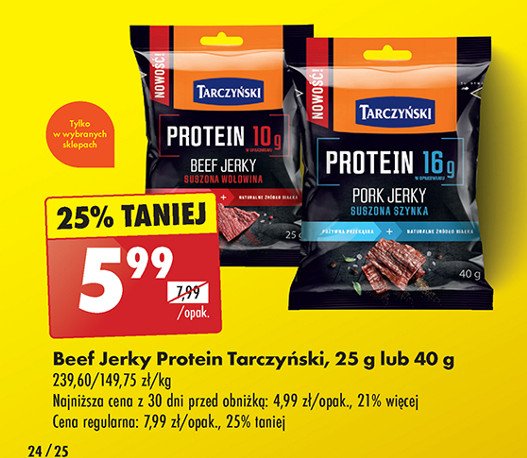 Suszona wołowina Tarczyński protein promocja w Biedronka