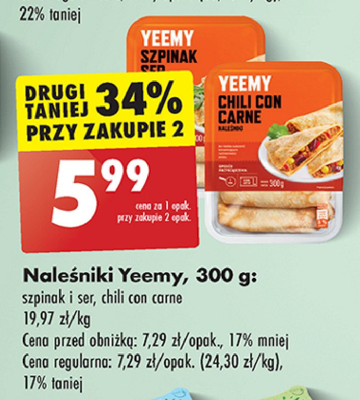 Naleśniki szpinak i ser Yeemy promocja