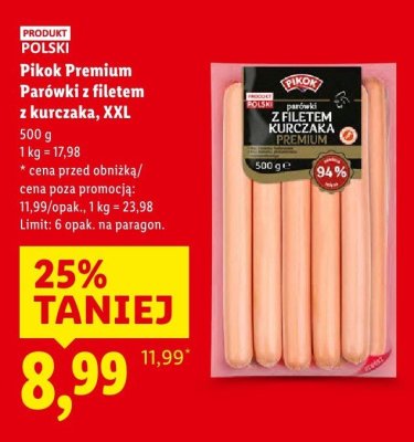 Parówki z filetem z kurczaka XXL promocja w Lidl