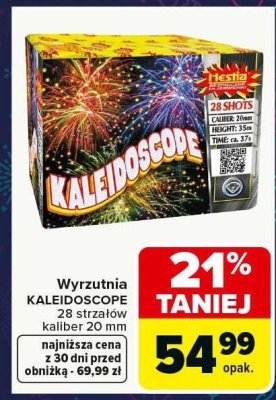 Wyrzutnia fajerwerków KALEIDOSCOPE 28 strzałów kaliber 20 mm promocja w Carrefour